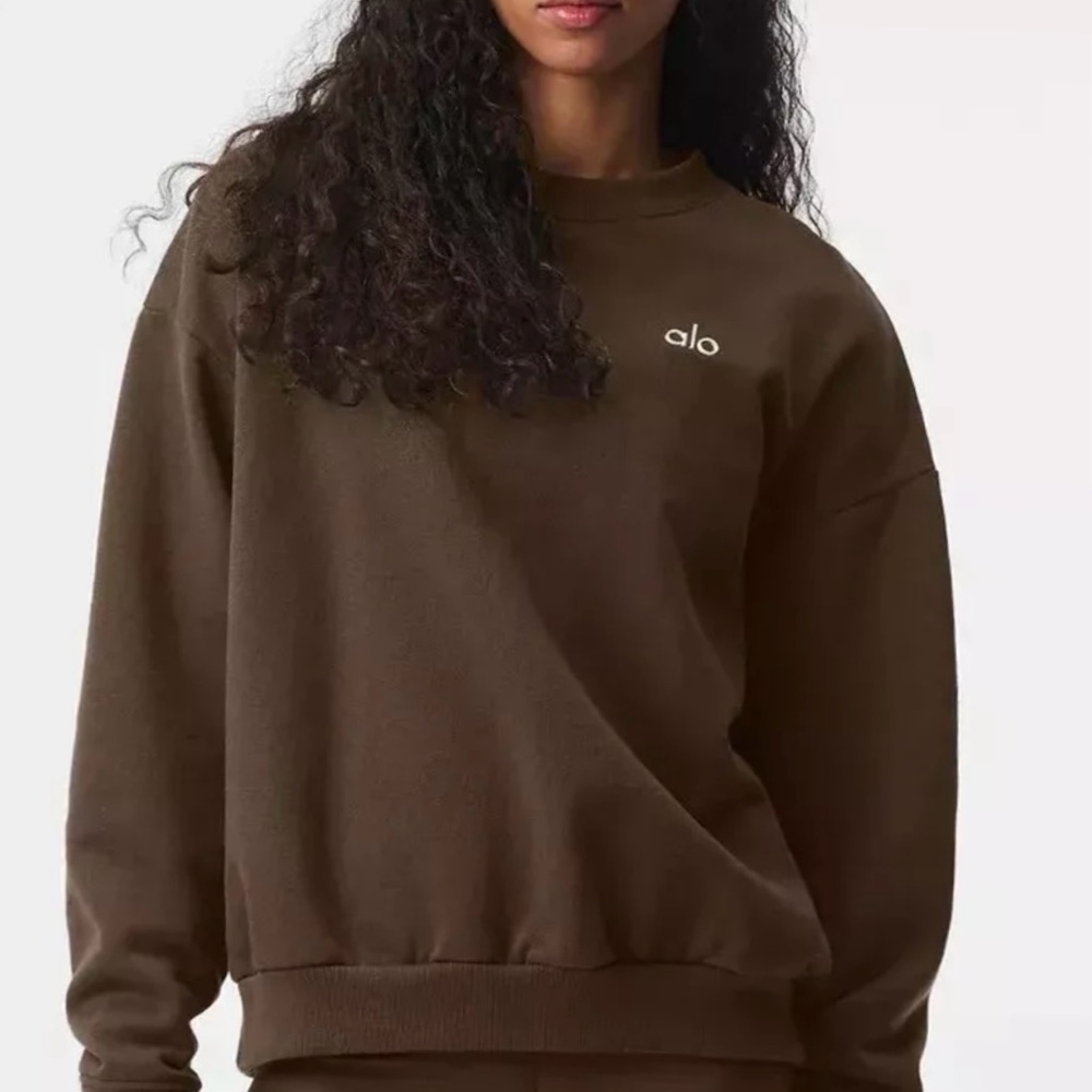 NWT ALO Yoga ACCOLADE round neck 3D Chrome logo pullover Sweatshirt